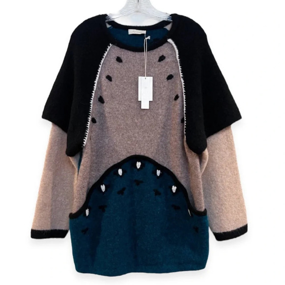Mes Demoiselles Paris Troyes Alpaca Blend Bohemian Art Knit Sweater S NWT RARE - Picture 1 of 10